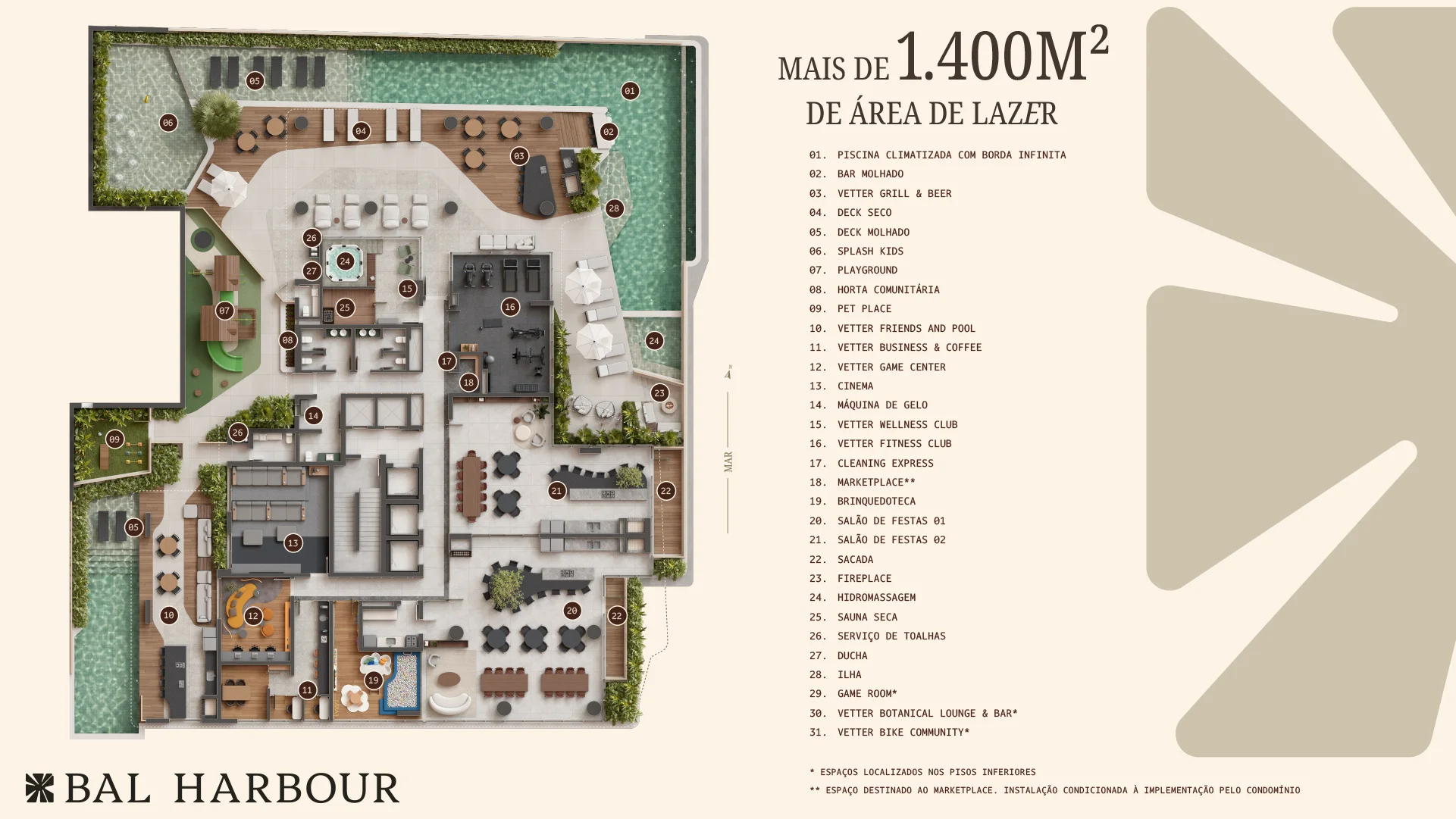 Implantação da área de lazer do BalHarbour
